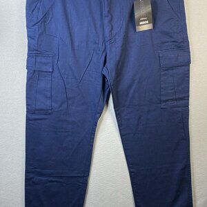 ASHILY Heroe Cargo Pants Mens 42 x 30 Pantalones‎ Premium 100% Cotton Navy NWT